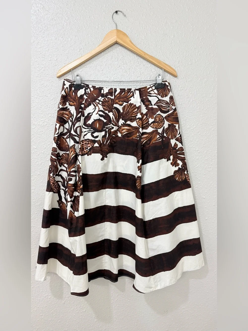 J.Crew Petite side-pleat midi skirt in lobster & seashell print Size 10P NWT